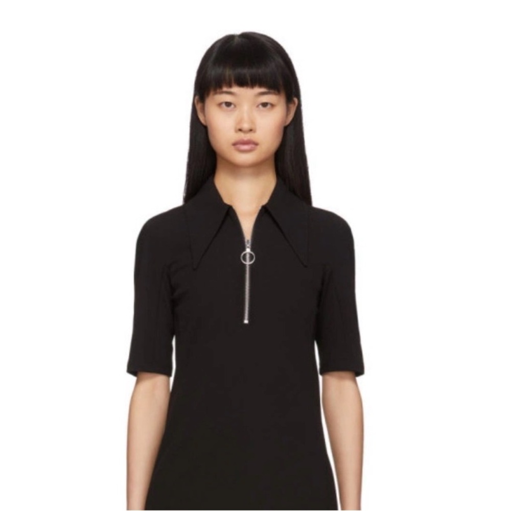 Tibi Black Zip-Up Polo Top